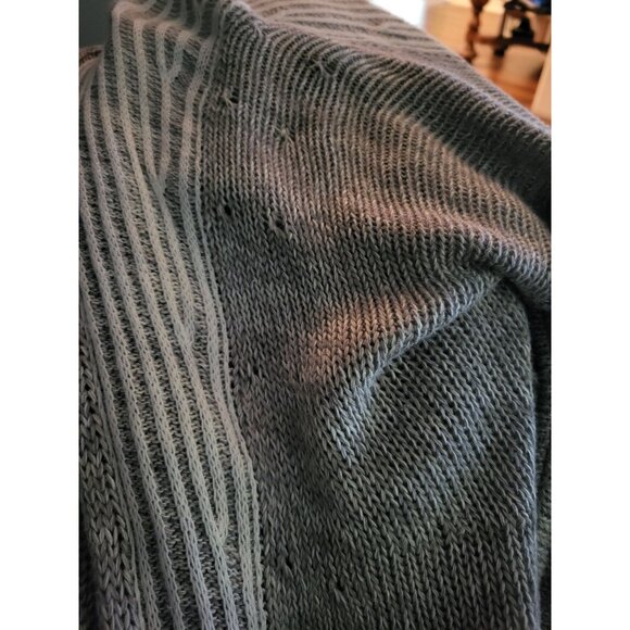 Soft Surroundings Gray/White Faux Wrap Twisted Sweater L Minimal Neutral Chic - Picture 9 of 9